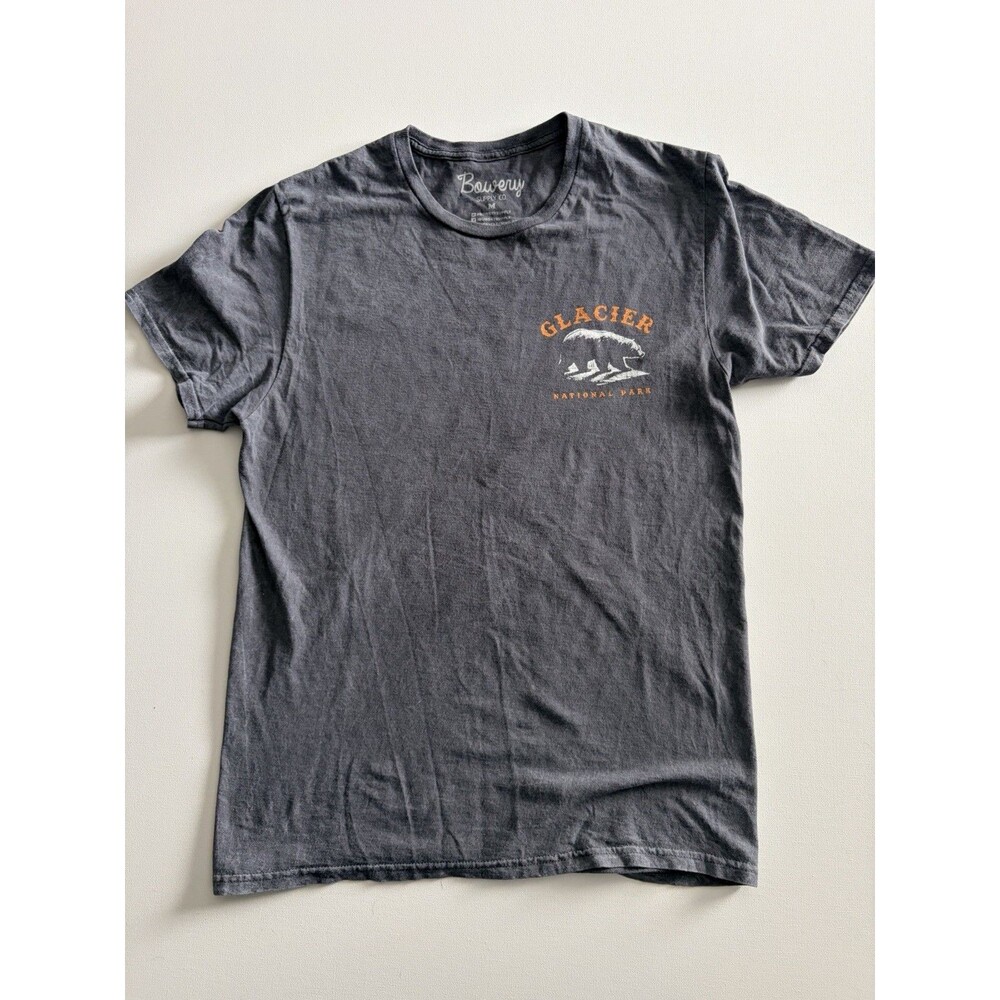 Vtg Bowery Supply Co Glacier National Park Grey Navy Distressed T-shirt Med